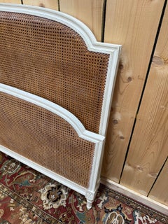Double headboard – Louis XVI style – Lacquered wood & rattan canework