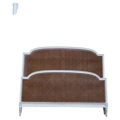 Double headboard – Louis XVI style – Lacquered wood & rattan canework