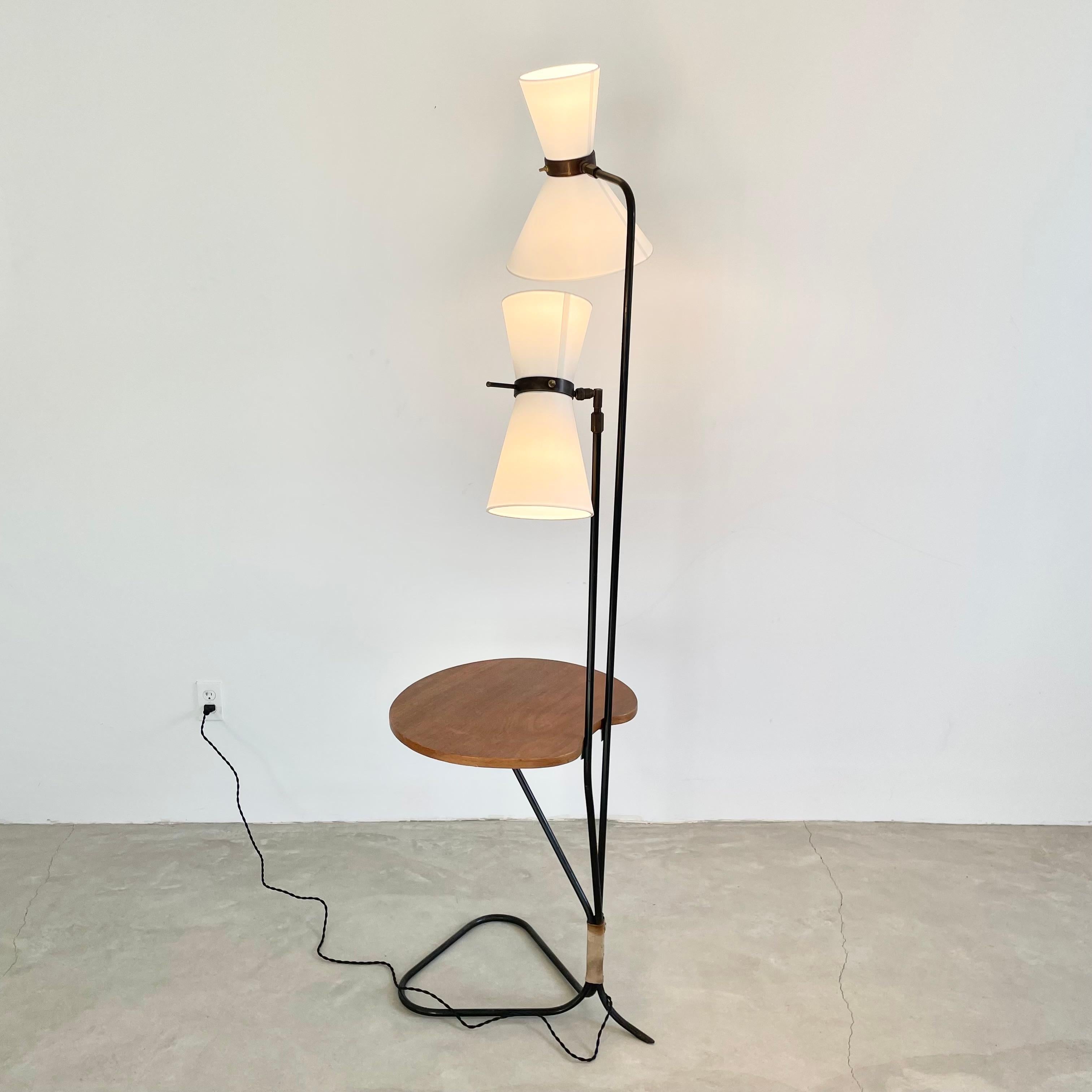 Double Headed Articulating Floor Lamp, 1950s France In Good Condition For Sale In Los Angeles, CA