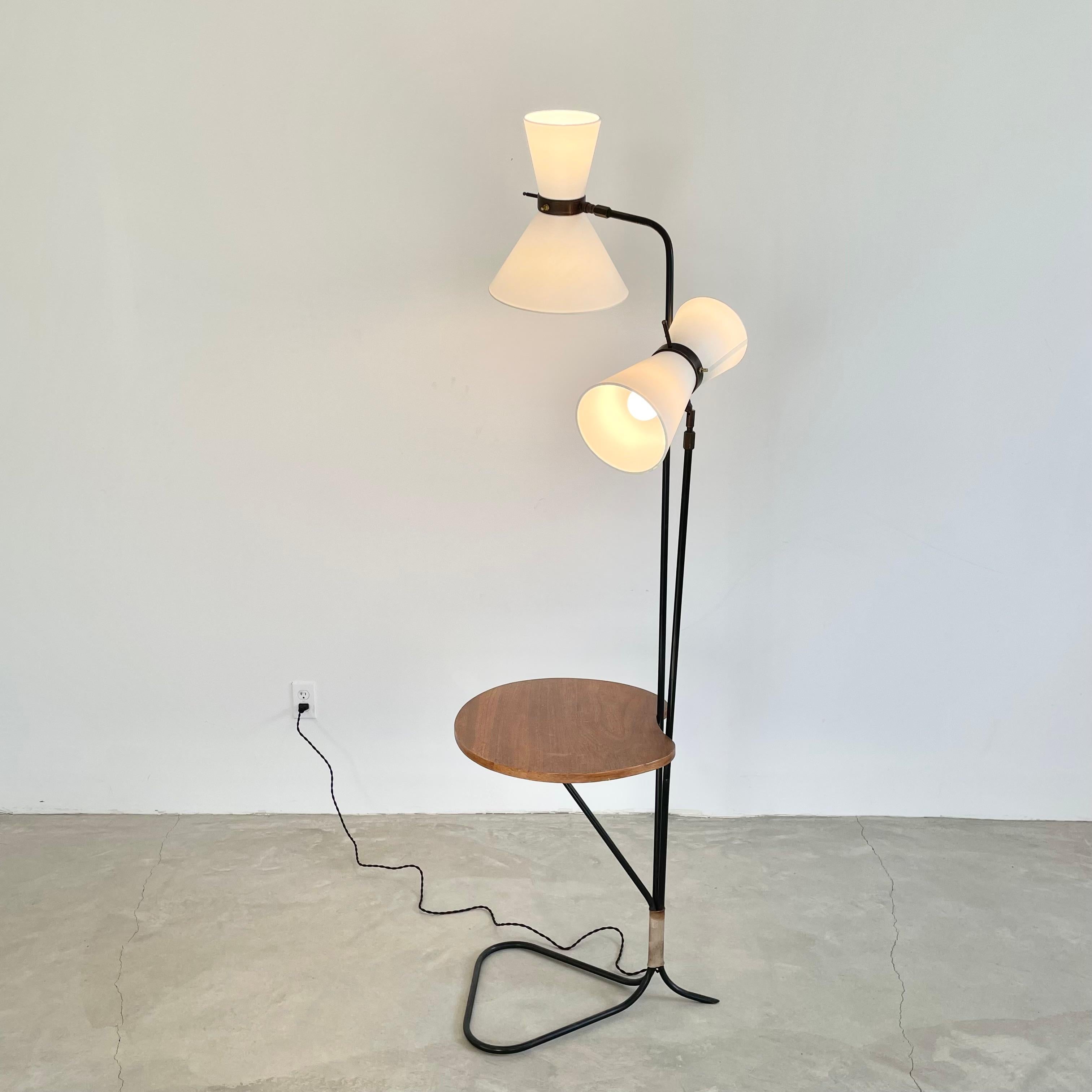 Mid-20th Century Double Headed Articulating Floor Lamp, 1950s France For Sale
