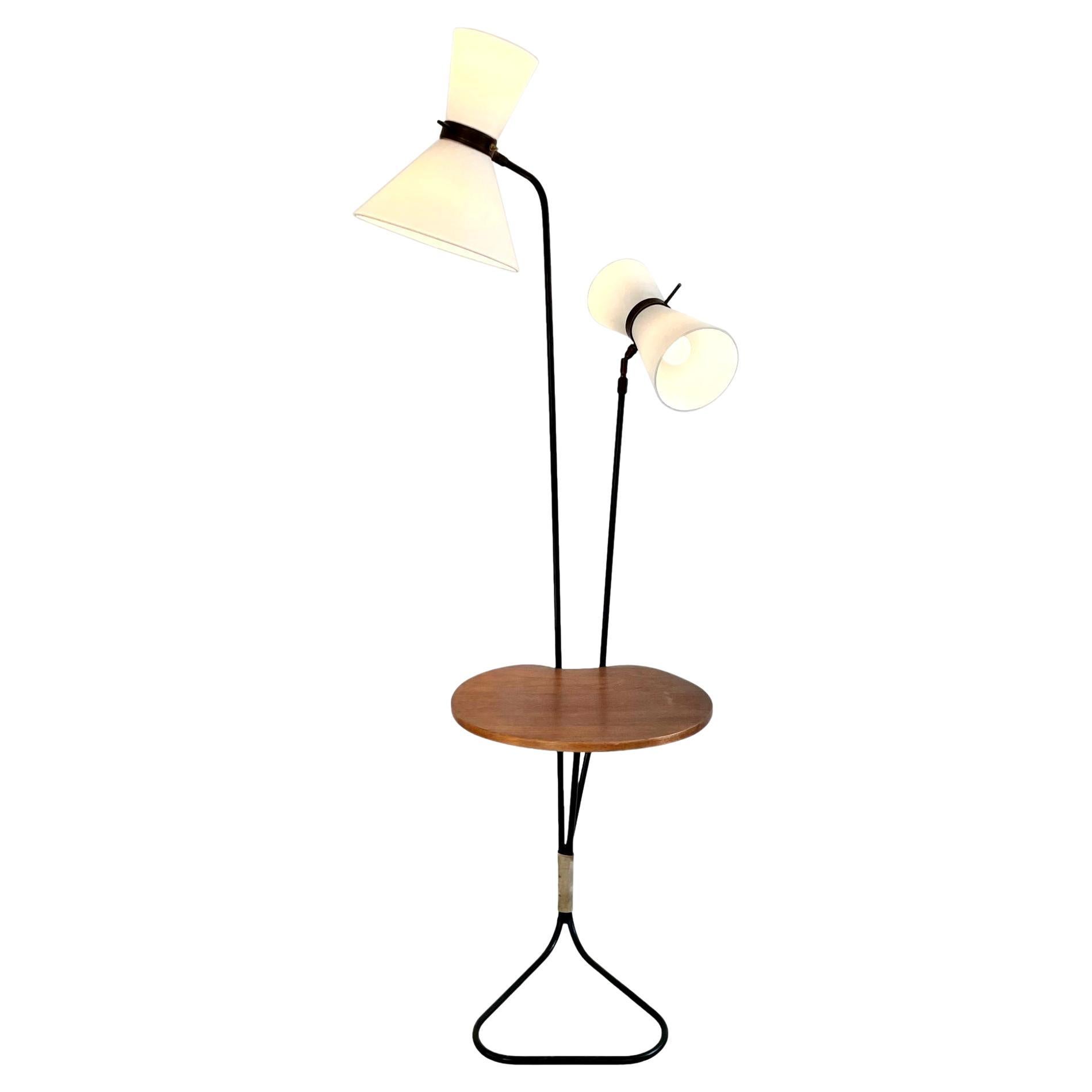 Double Headed Articulating Floor Lamp, 1950s France For Sale