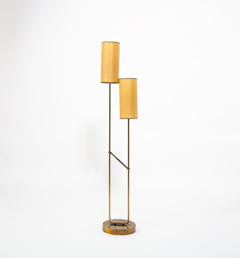 Double Headed Brass Floor Lamp, France 1960's For Sale at 1stDibs