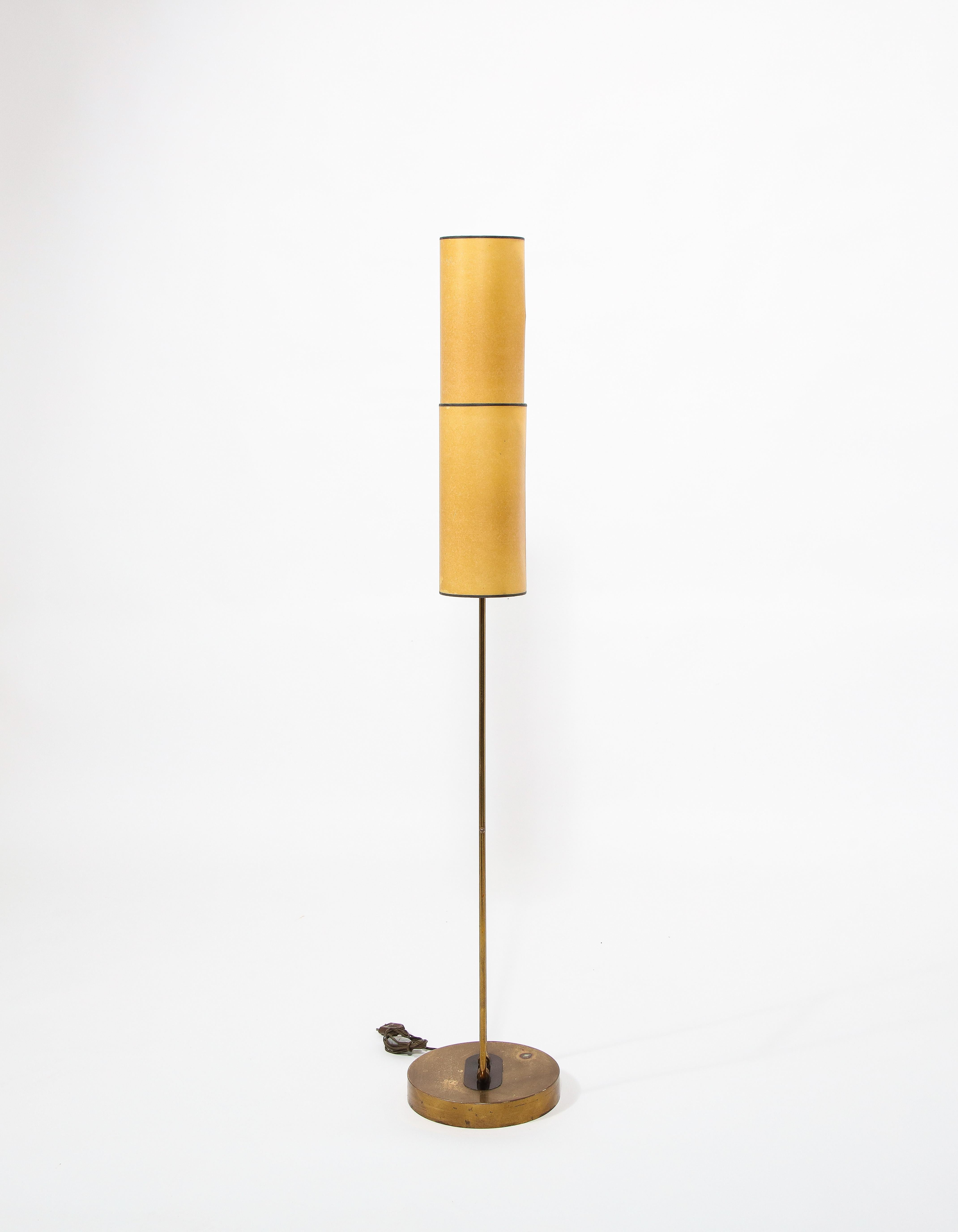 20th Century Double Headed Brass Floor Lamp, France 1960's  For Sale