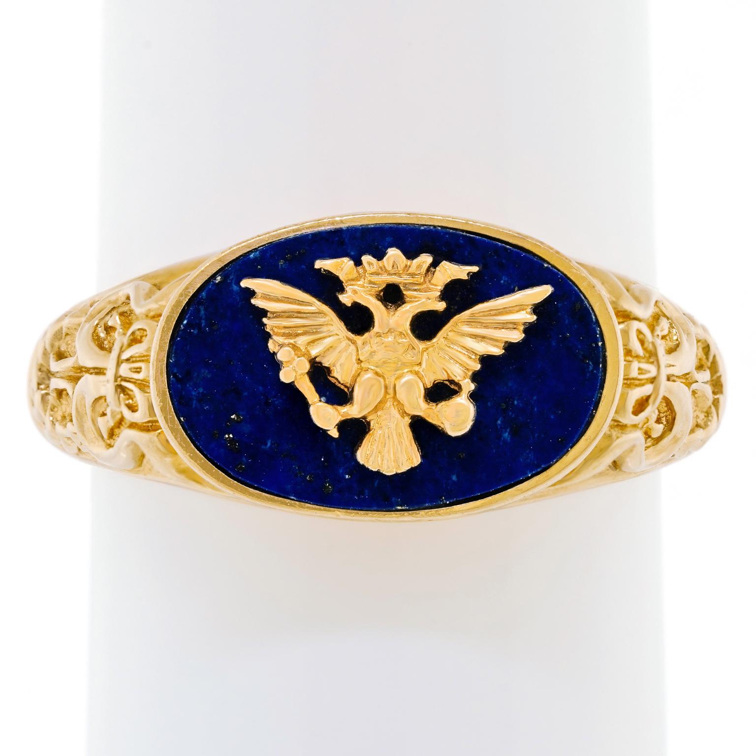 Oval Cut Double-headed Eagle Signet Ring For Sale