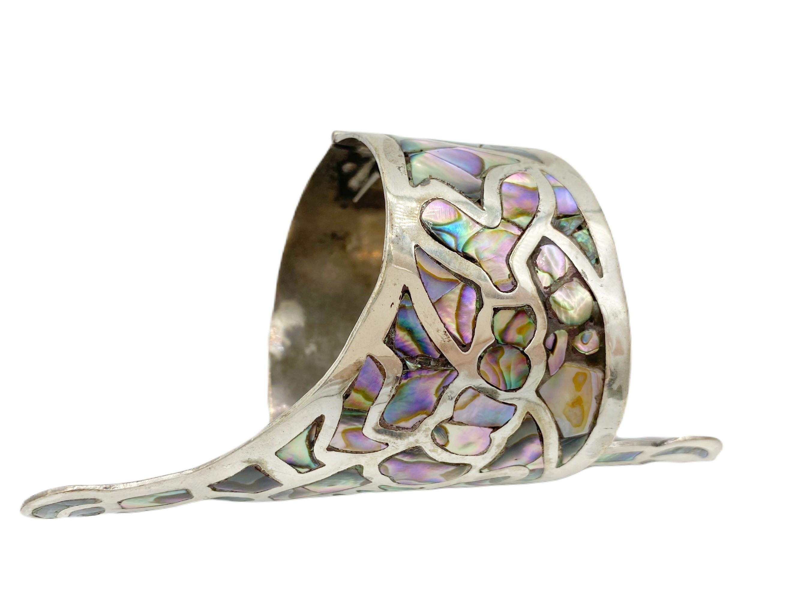 Double-Headed Schlange Sterlingsilber Abalone Taxco Mexiko Klapparmband mit Schlange Damen
