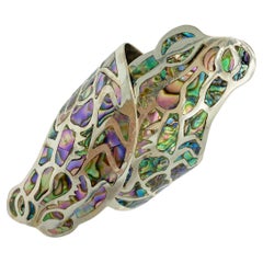 Double-Headed Schlange Sterlingsilber Abalone Taxco Mexiko Klapparmband mit Schlange