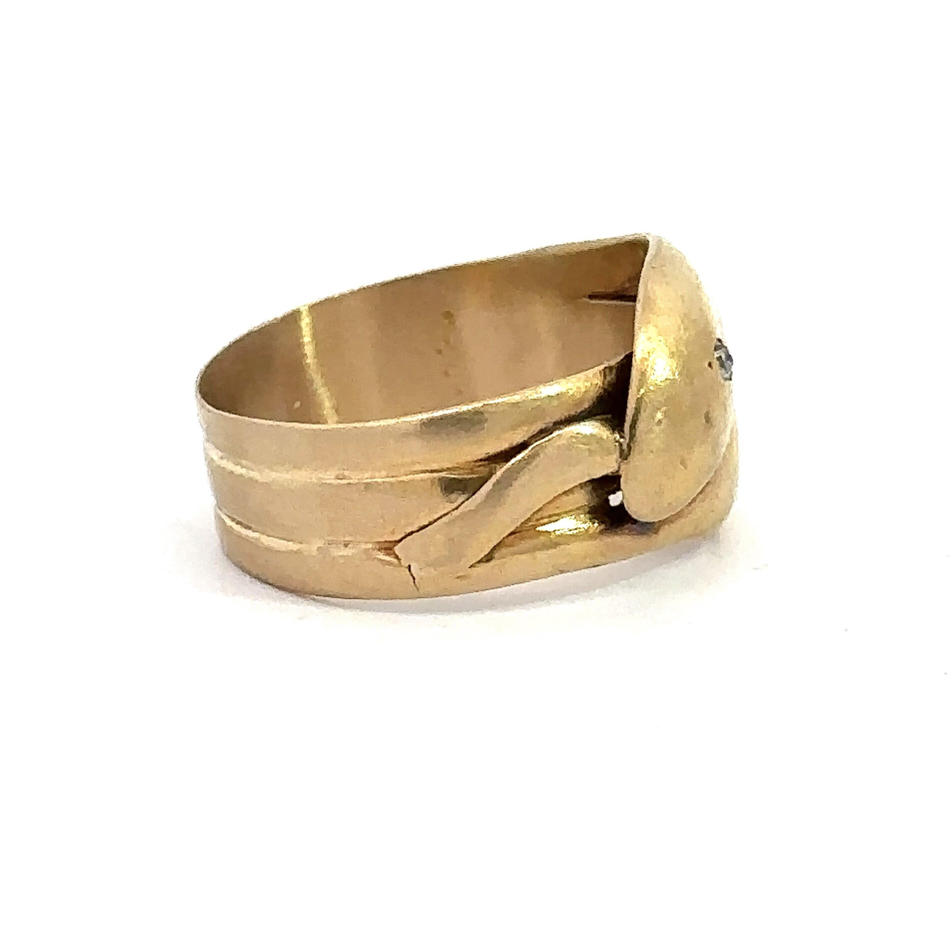 Women's or Men's Double Headed Snake Diamond 18KT Gold Antique Ring From London For Sale