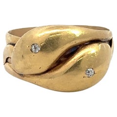 Double Headed Snake Diamond 18KT Gold Antique Ring From London