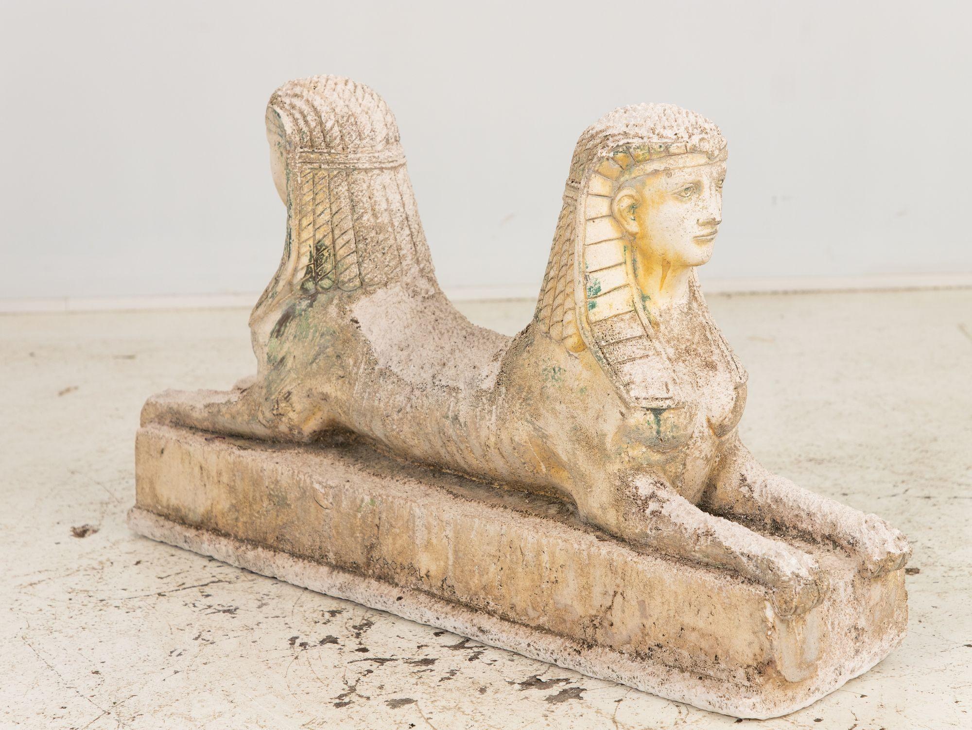 English Double Headed Stone Sphinx, England mid 20th Century For Sale