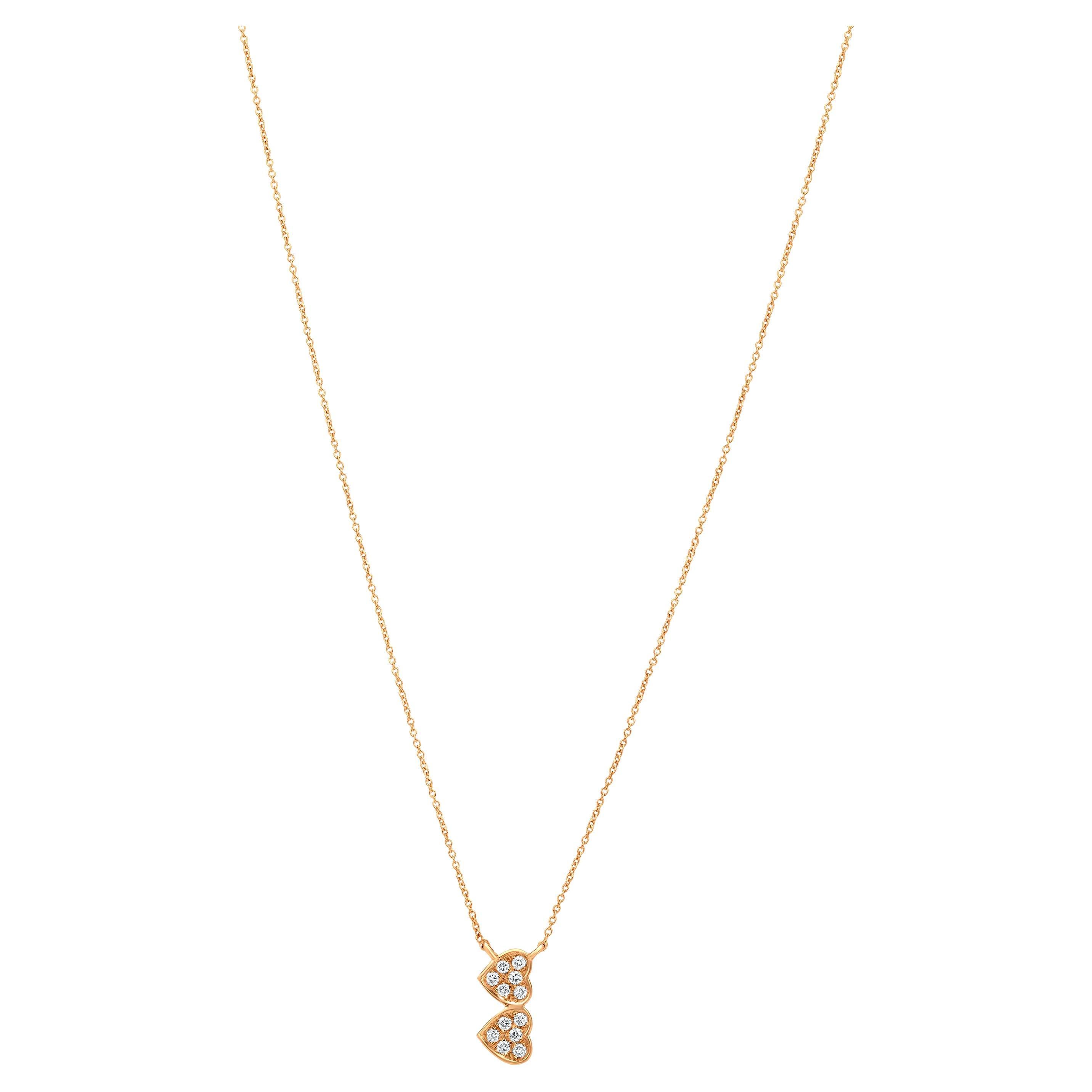 Luxle Double Heart Diamond Pendant Necklace in 18k Yellow Gold