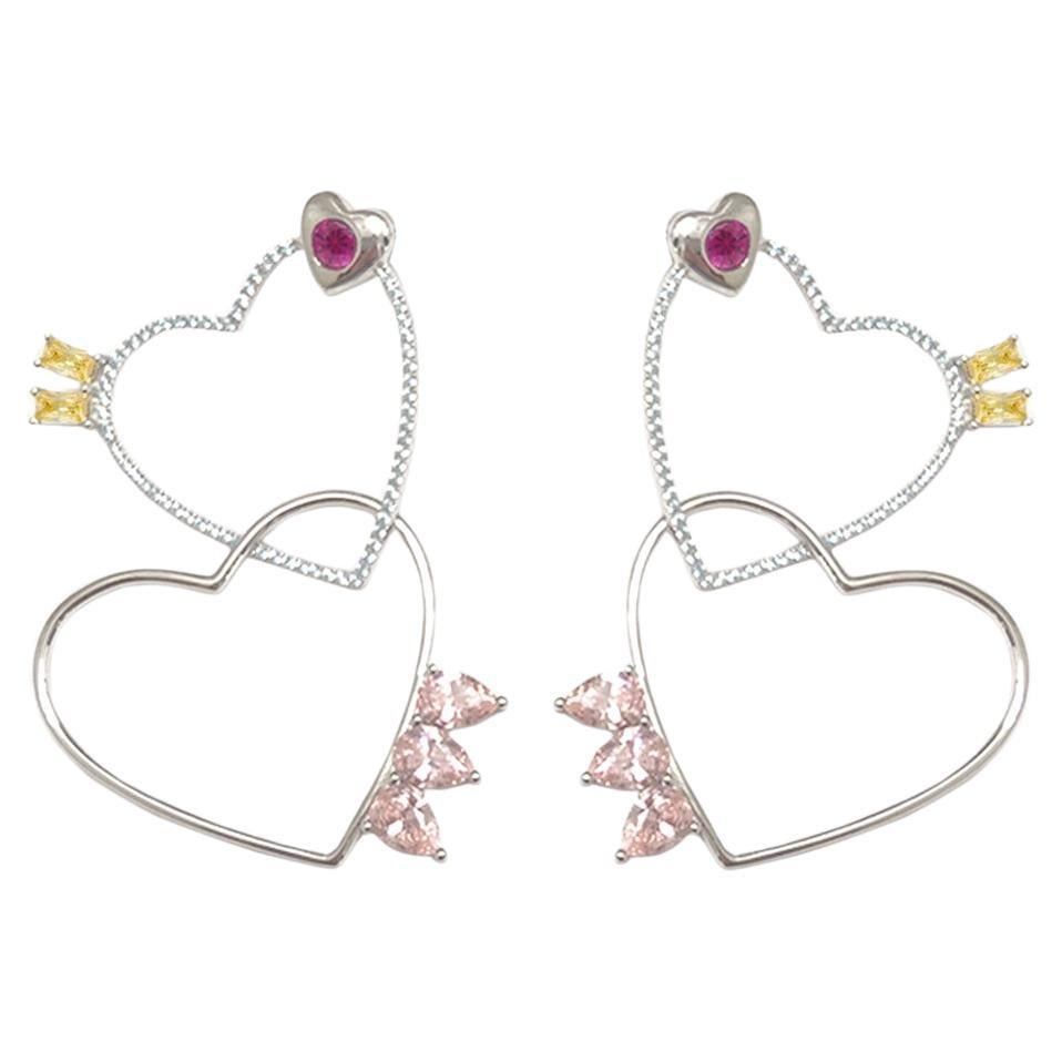 Double Heart Drop Earring Large