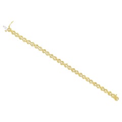 Double Heart Linked Diamond Tennis Bracelets 1.25cttw 14k Yellow Gold