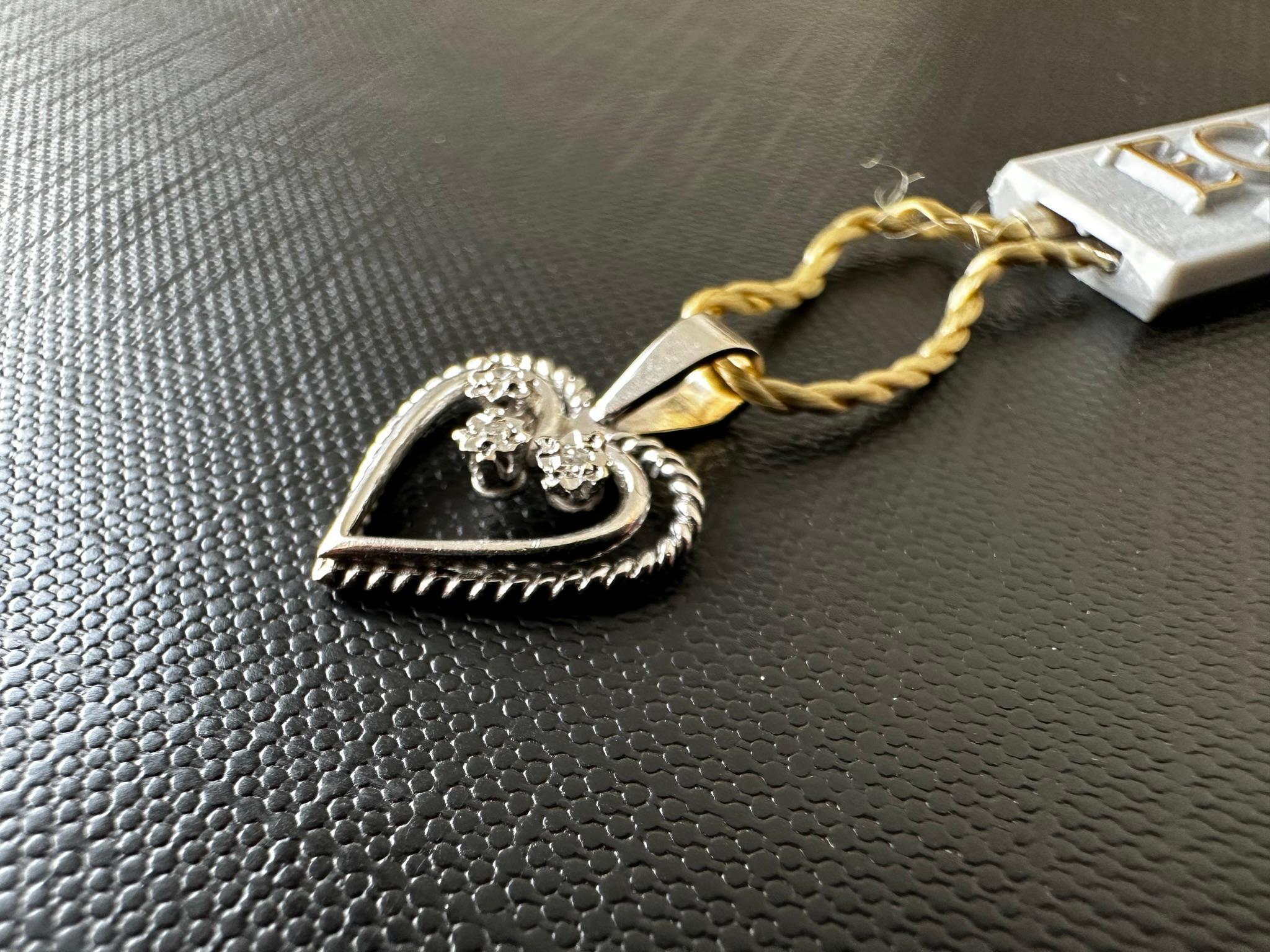 Double Heart Pendant White Gold with Diamonds For Sale 1