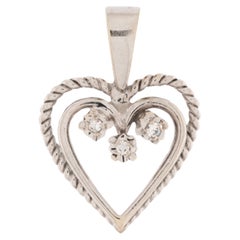 Double Heart Pendant White Gold with Diamonds