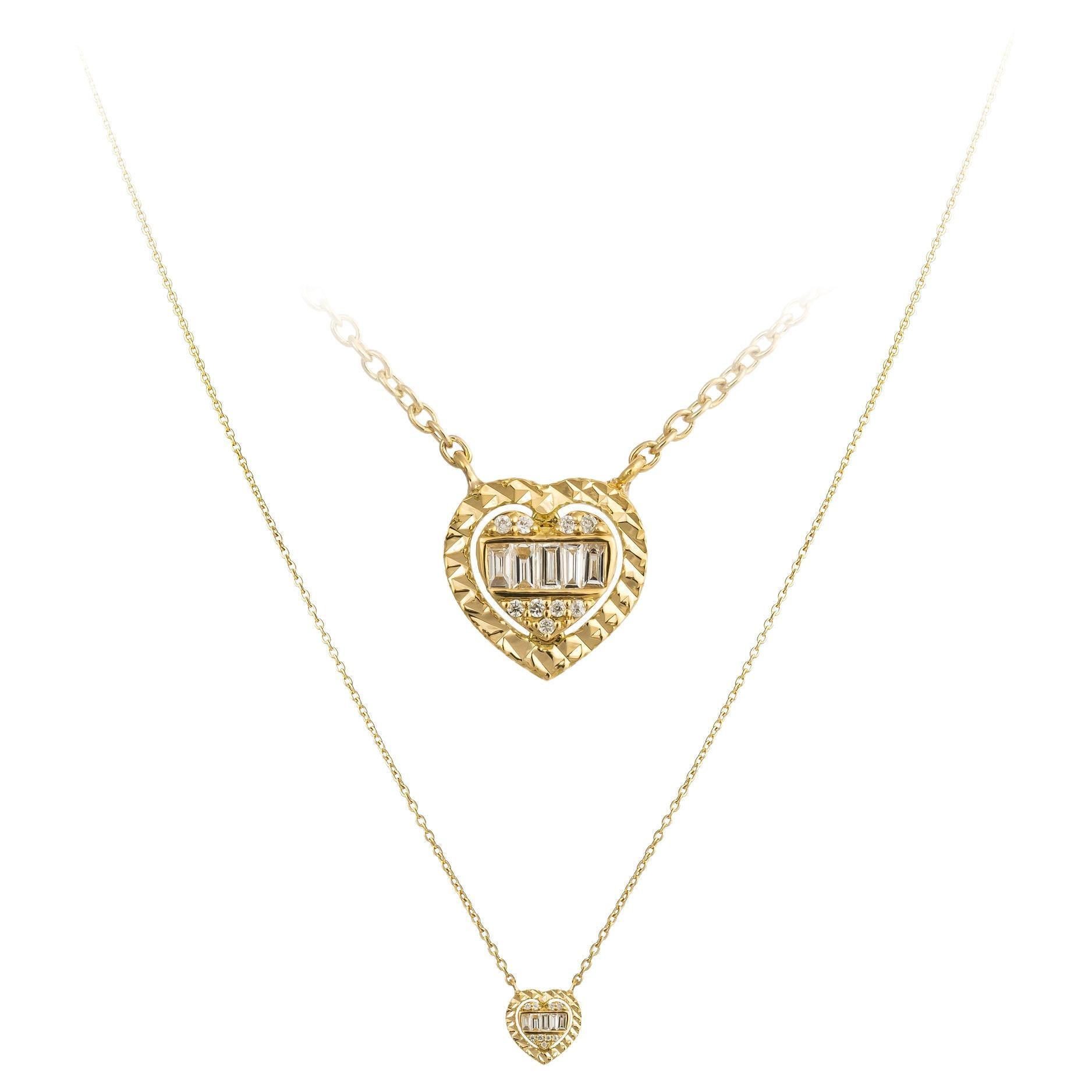 Doppelherz-Halskette aus Gelbgold mit 18 Karat Diamanten für sie im Angebot
