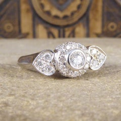 Double Hearted Diamond Ring in 18 Carat White Gold