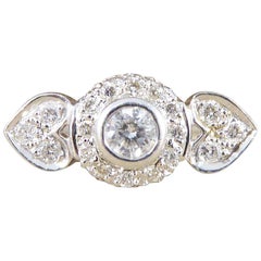 Retro Double Hearted Diamond Ring in 18 Carat White Gold