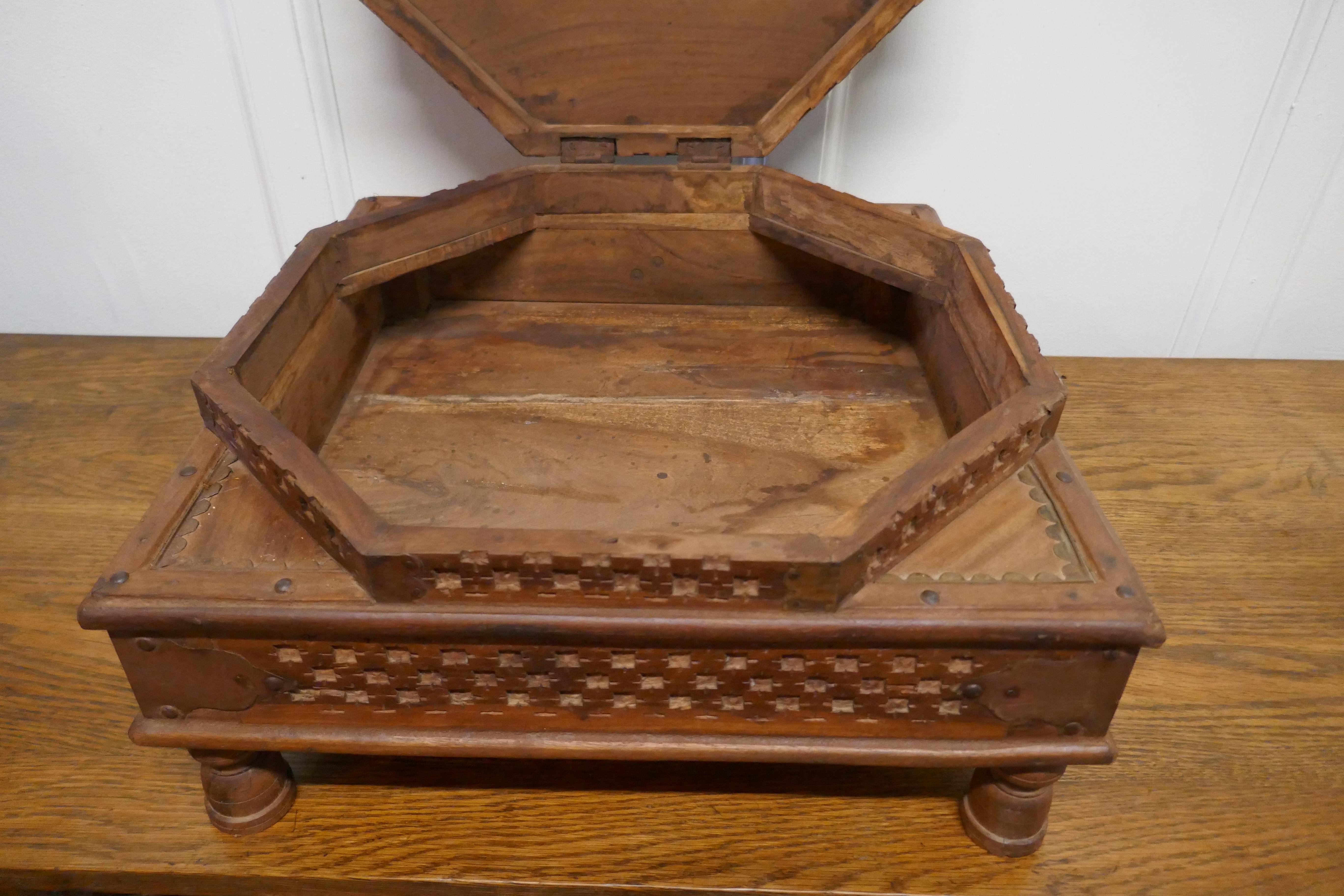 Double Height Carved Indian Box In Good Condition For Sale In Chillerton, Isle of Wight