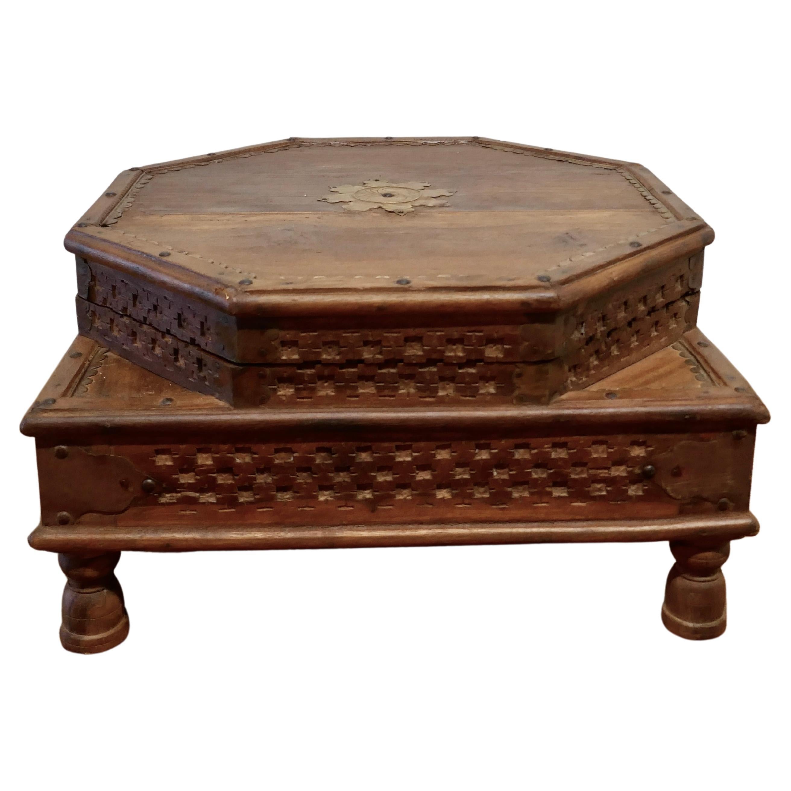 Double Height Carved Indian Box For Sale