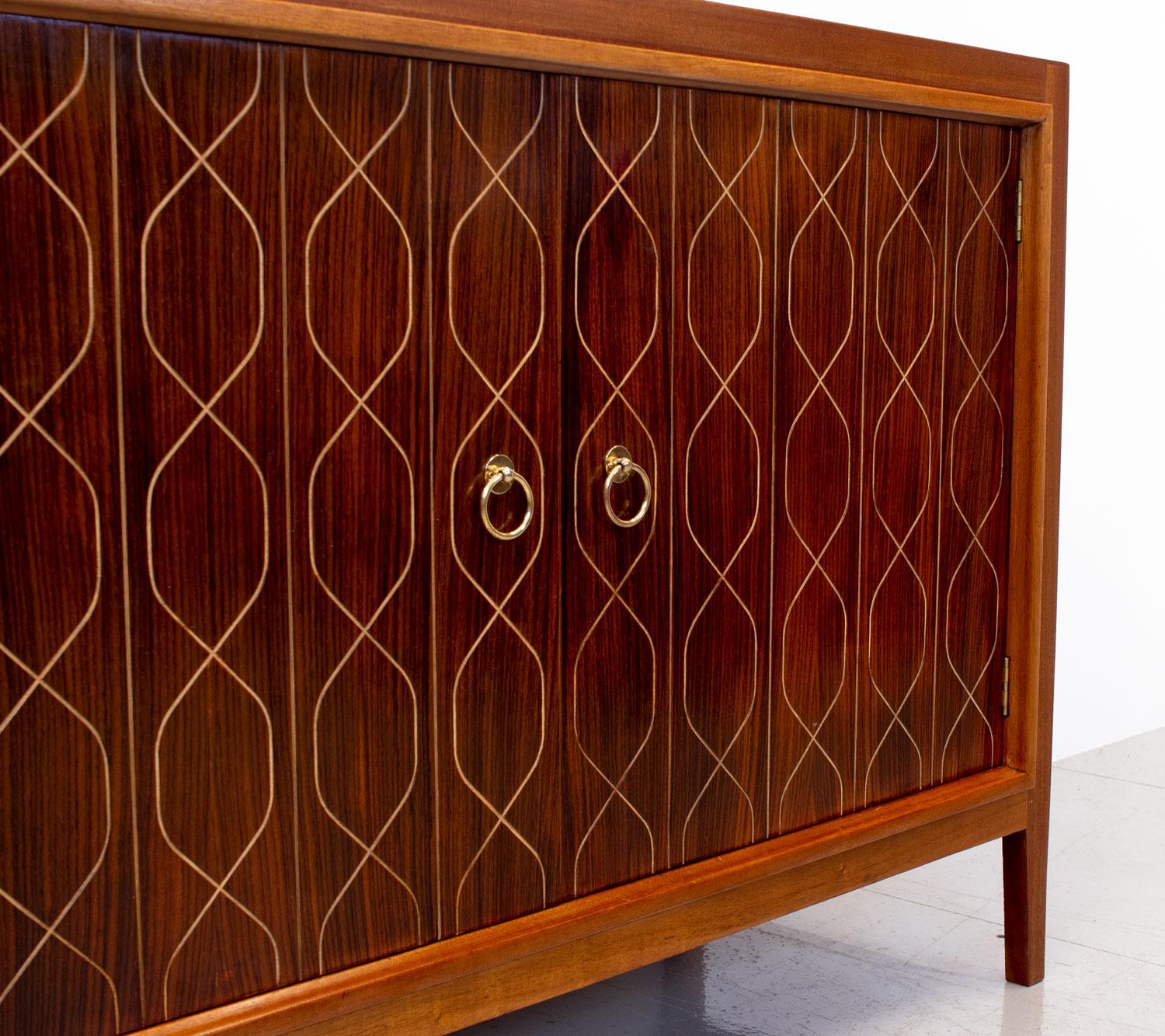 Brass Double Helix Rosewood Sideboard by Gordon Russell, 1950s