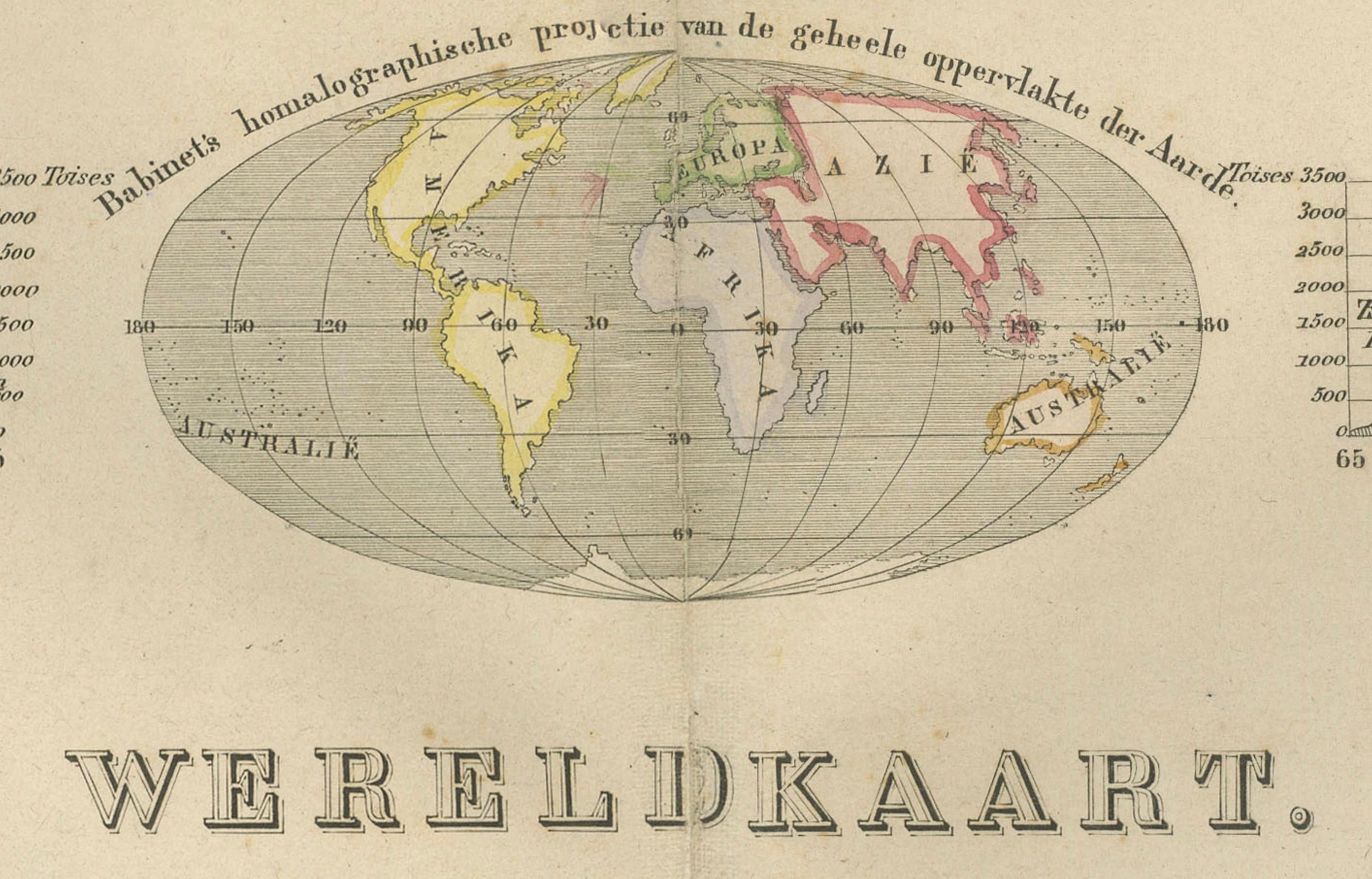 Carte du monde du double hémisphère tirée du Nieuwe Hand-Atlas, Leiden 1876 en vente 5