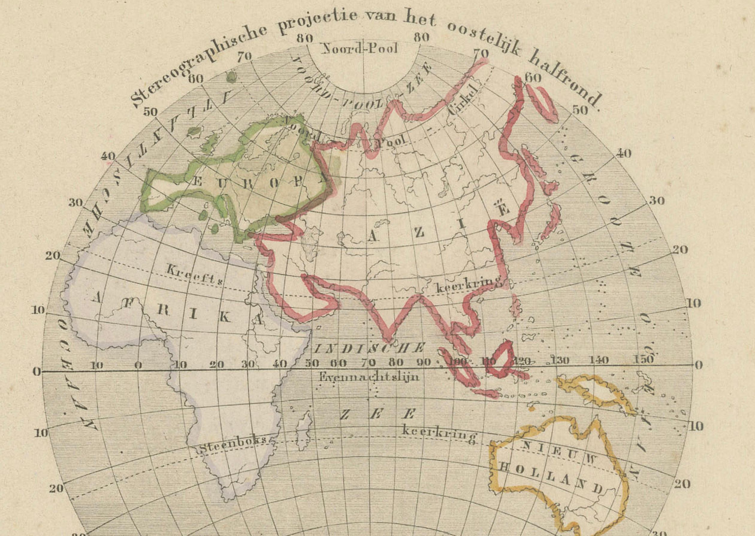 Carte du monde du double hémisphère tirée du Nieuwe Hand-Atlas, Leiden 1876 en vente 6