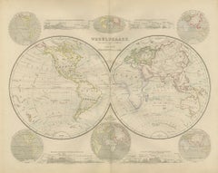 Double Hemisphere World Map from the Nieuwe Hand-Atlas, Leiden 1876