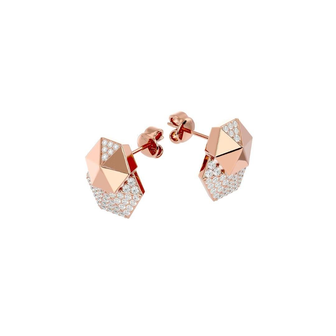 Double Honeycomb Diamond Earrings in 18K Gold For Sale 1