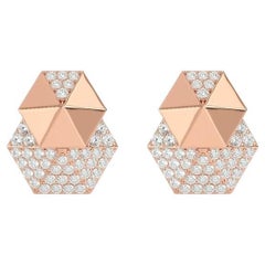 Double Honeycomb Diamond Earrings in 18K Gold