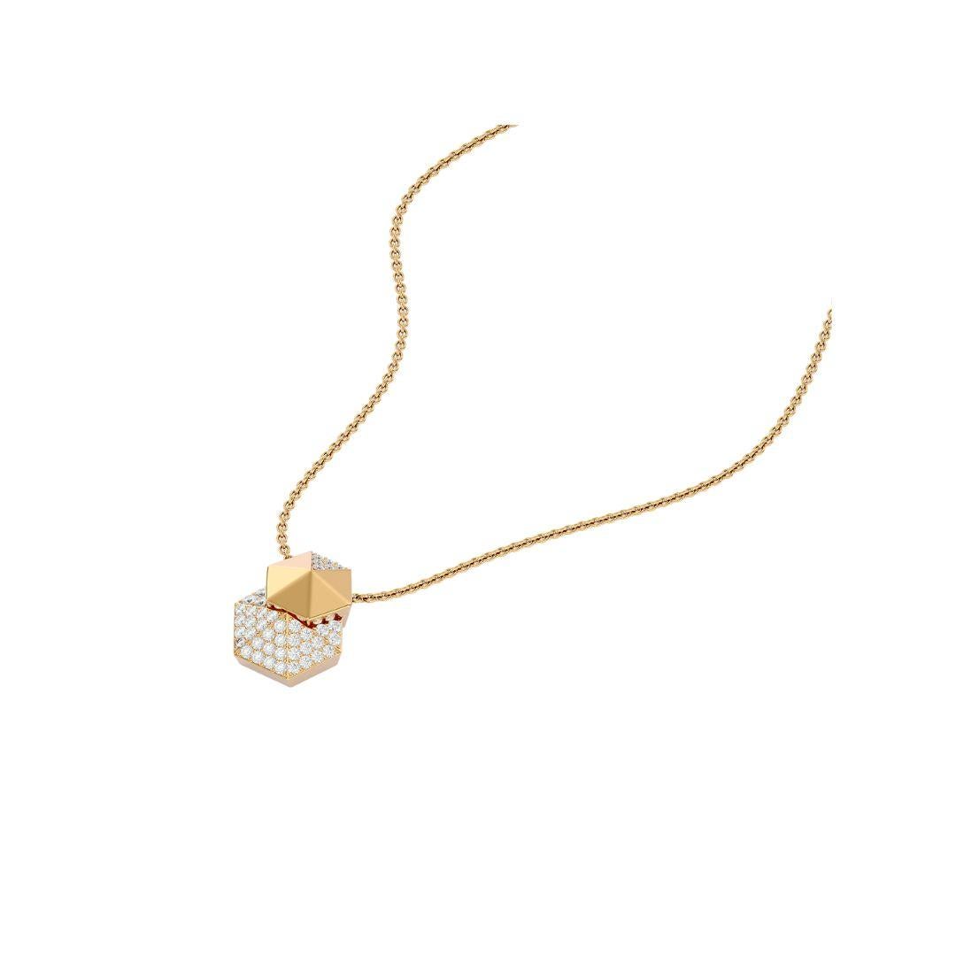 Double Honeycomb Diamond Pendant in 18 Karat Gold In New Condition For Sale In บางรัก, TH