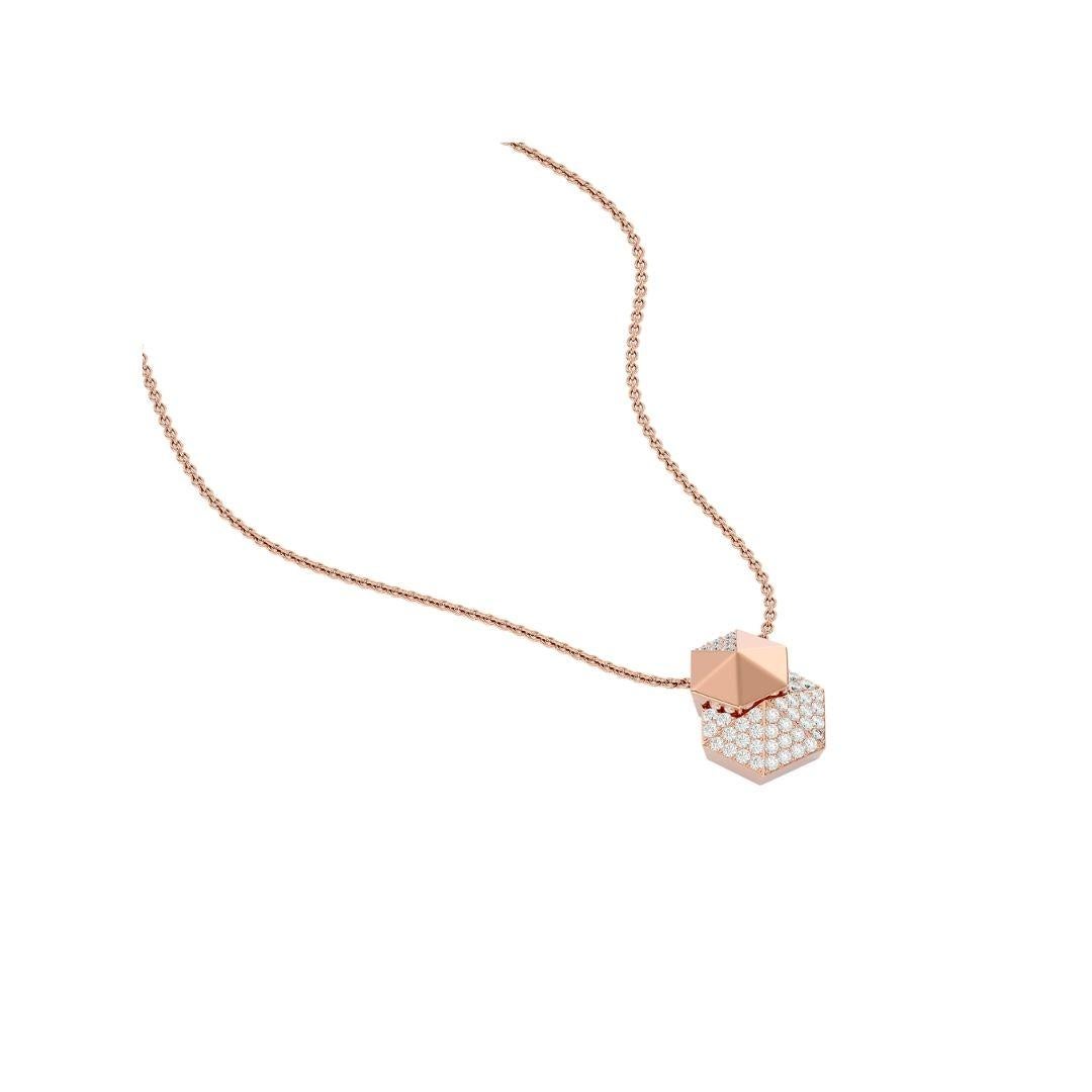 Double Honeycomb Diamond Pendant in 18 Karat Gold In New Condition For Sale In บางรัก, TH