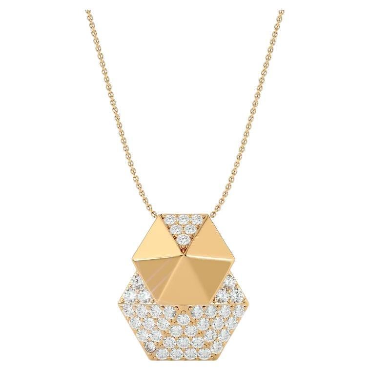 Double Honeycomb Diamond Pendant in 18 Karat Gold For Sale