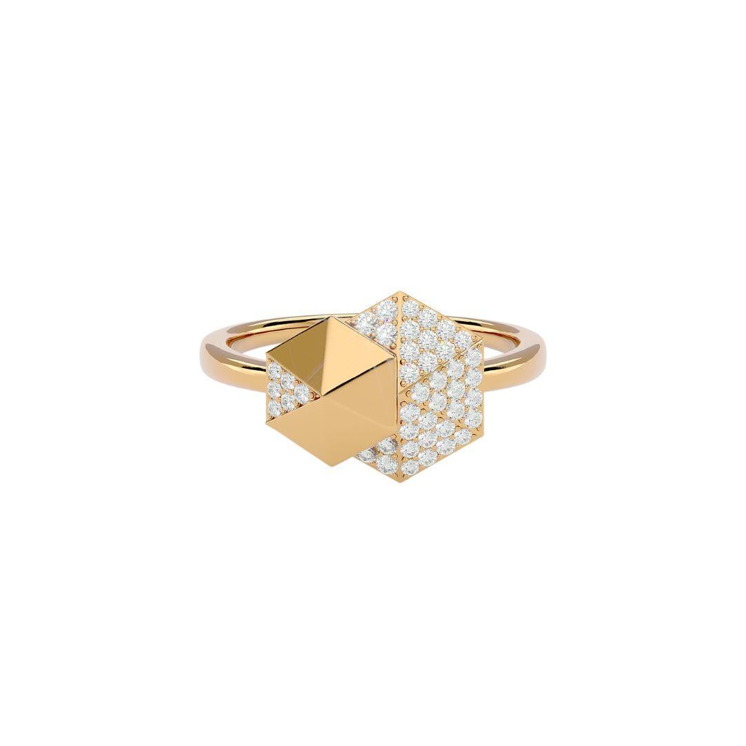 The double honeycomb diamond ring is a dazzling, attention-grabbing piece. This ring features glittering white diamonds weighs 0.25 carats and shiny gold. The honeycomb pattern served as the inspiration for this pendant. When everything is put