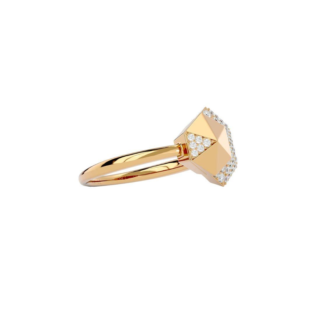Round Cut Double Honeycomb Diamond Ring in 18 Karat Gold For Sale