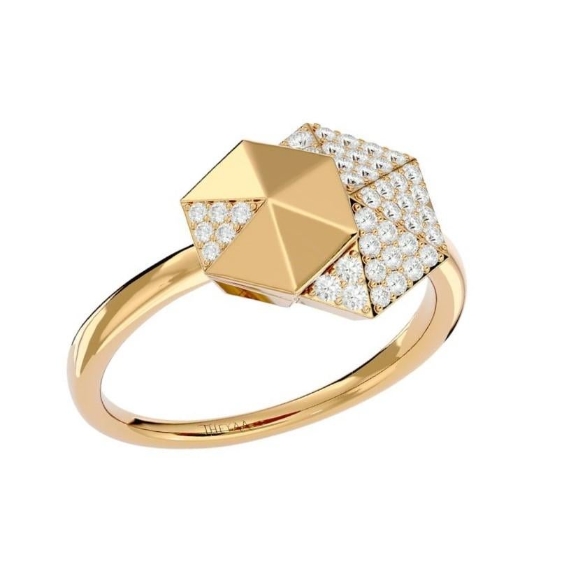 Double Honeycomb Diamond Ring in 18 Karat Gold In New Condition For Sale In บางรัก, TH