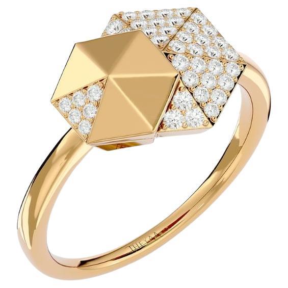 Double Honeycomb Diamond Ring in 18 Karat Gold For Sale