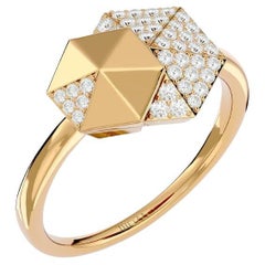 Doppelter honigfarbener Diamantring aus 18 Karat Gold