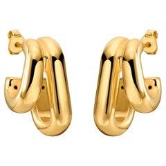 Double Hoop 14K (or 18k upon request) Yellow Gold Rectangle Earrings Double Hoop 14K (or 18k upon request) Yellow Gold Rectangle Earrings