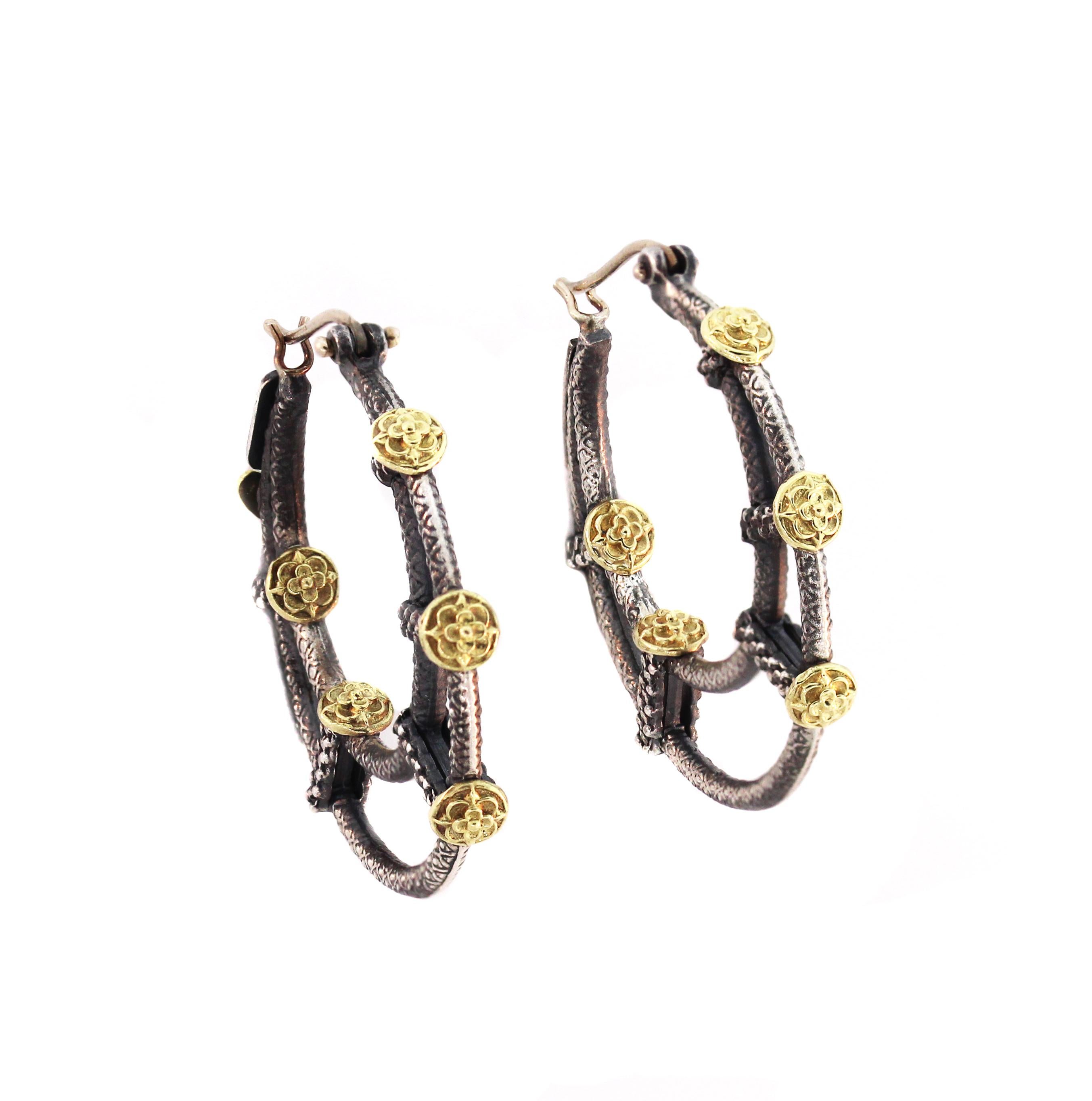 Double Hoop Earrings with Sterling Silver and Gold Stambolian