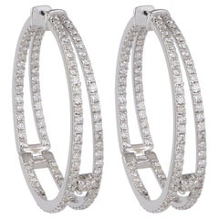 Double Hoop Inside Out Diamond 18 Karat Gold Earrings