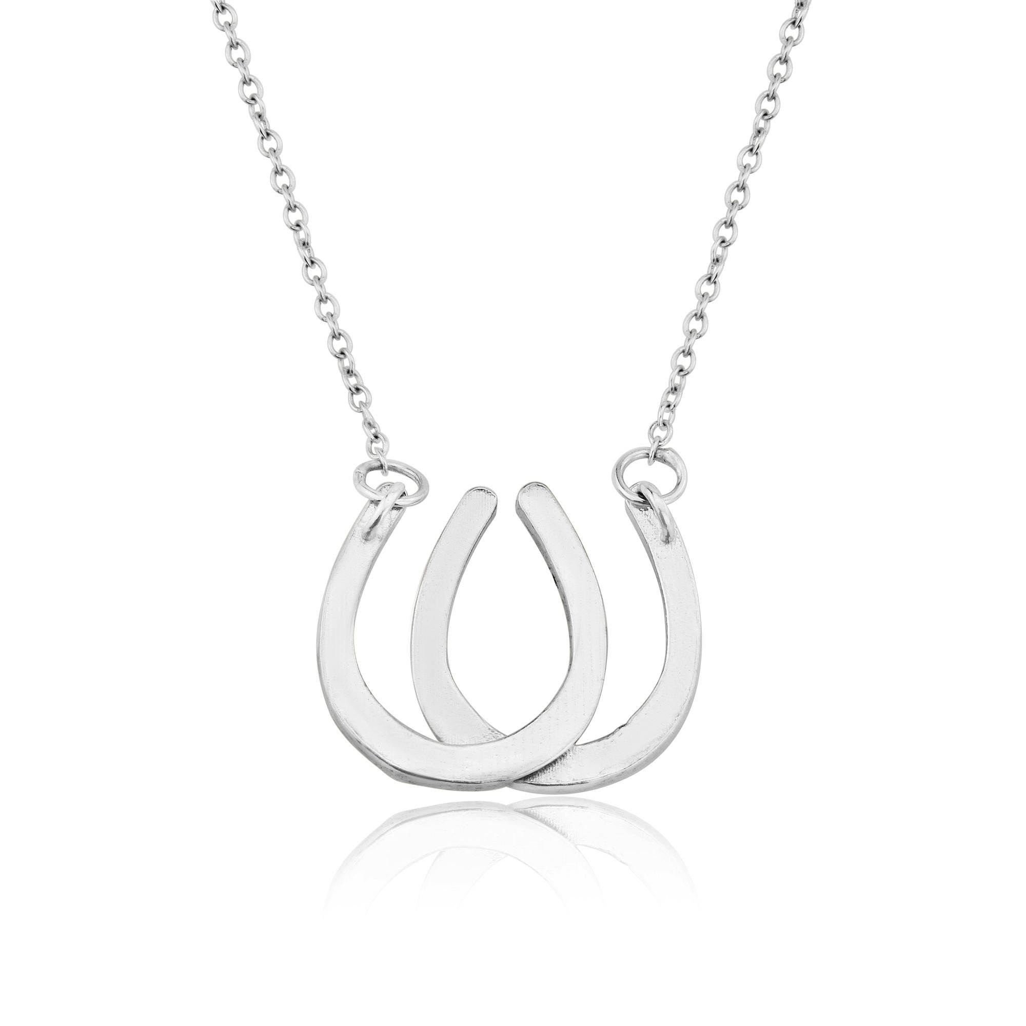Contemporary Double Horseshoe Pendant in Sterling Silver and 18 Karat Vermeil For Sale