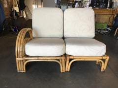 "Double Horseshoe" Rattan Sofa, Table & Chair Living-Room Set