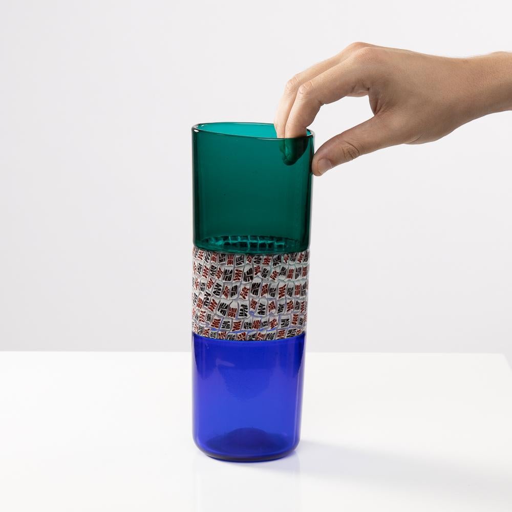 Verre brun Double incalmo e murrina par Riccardo Licata en vente