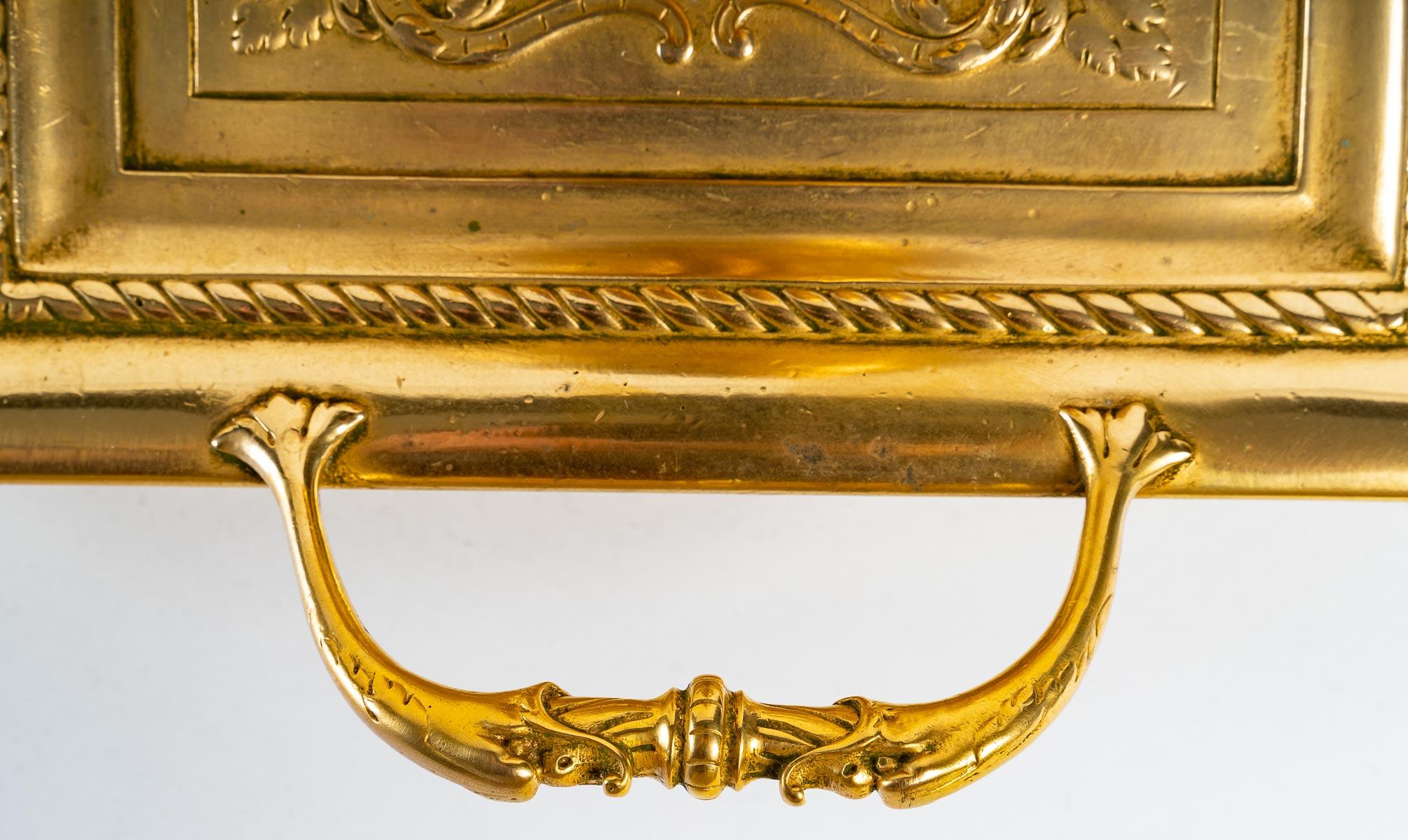 Encrier à double encrier du XIXe siècle en bronze doré en vente 5