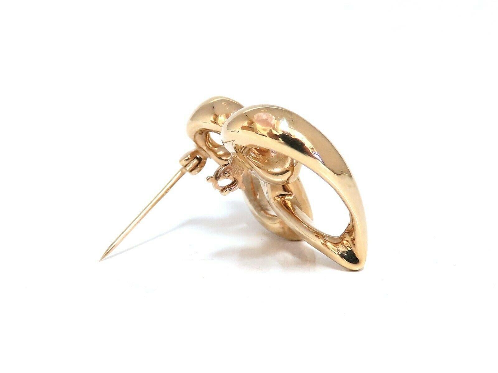 Double Interlocking Hearts Pin 14 Karat Gold For Sale at 1stDibs