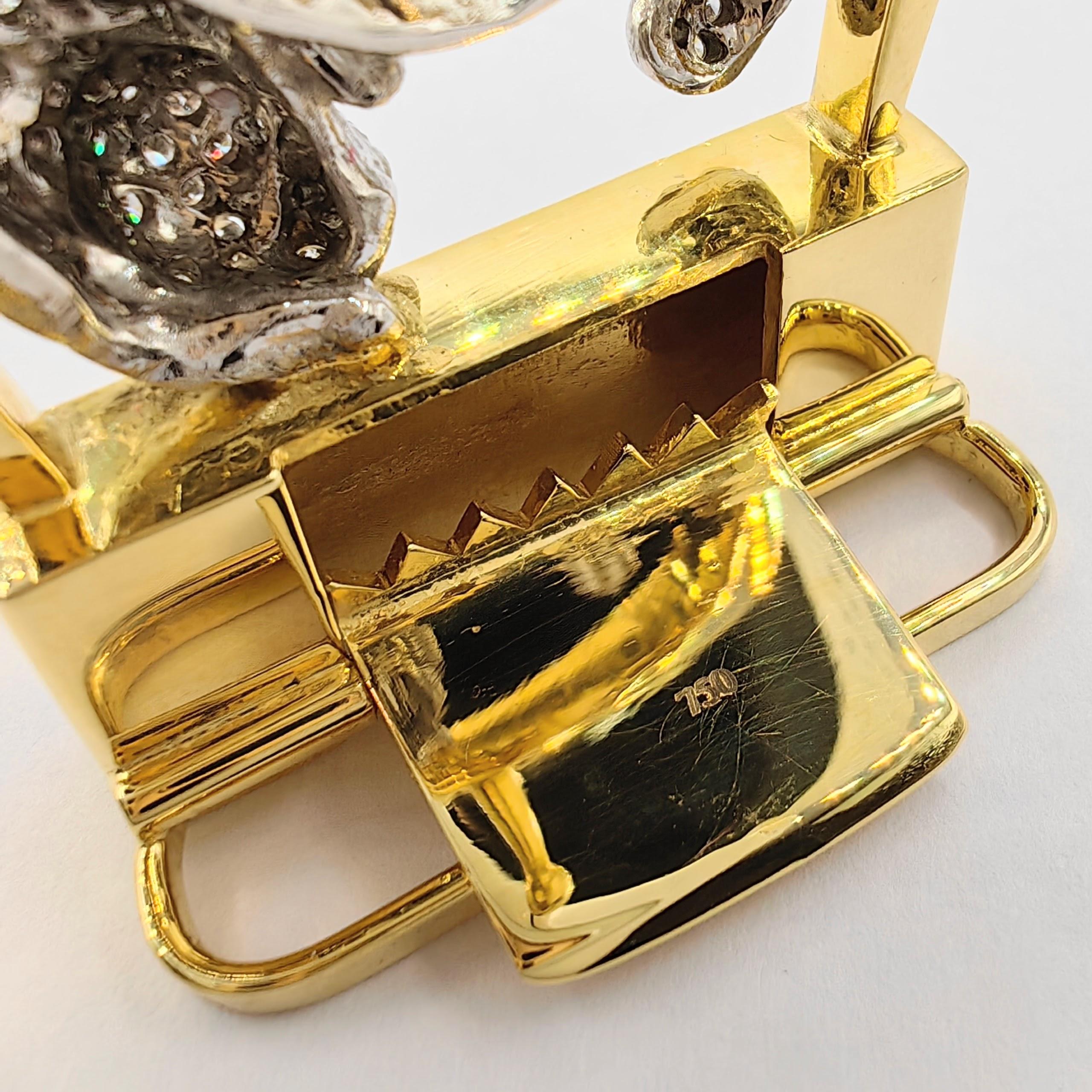 Boucle de ceinture Jaguar double de 1,74 carat en or jaune et blanc 18 carats en vente 2