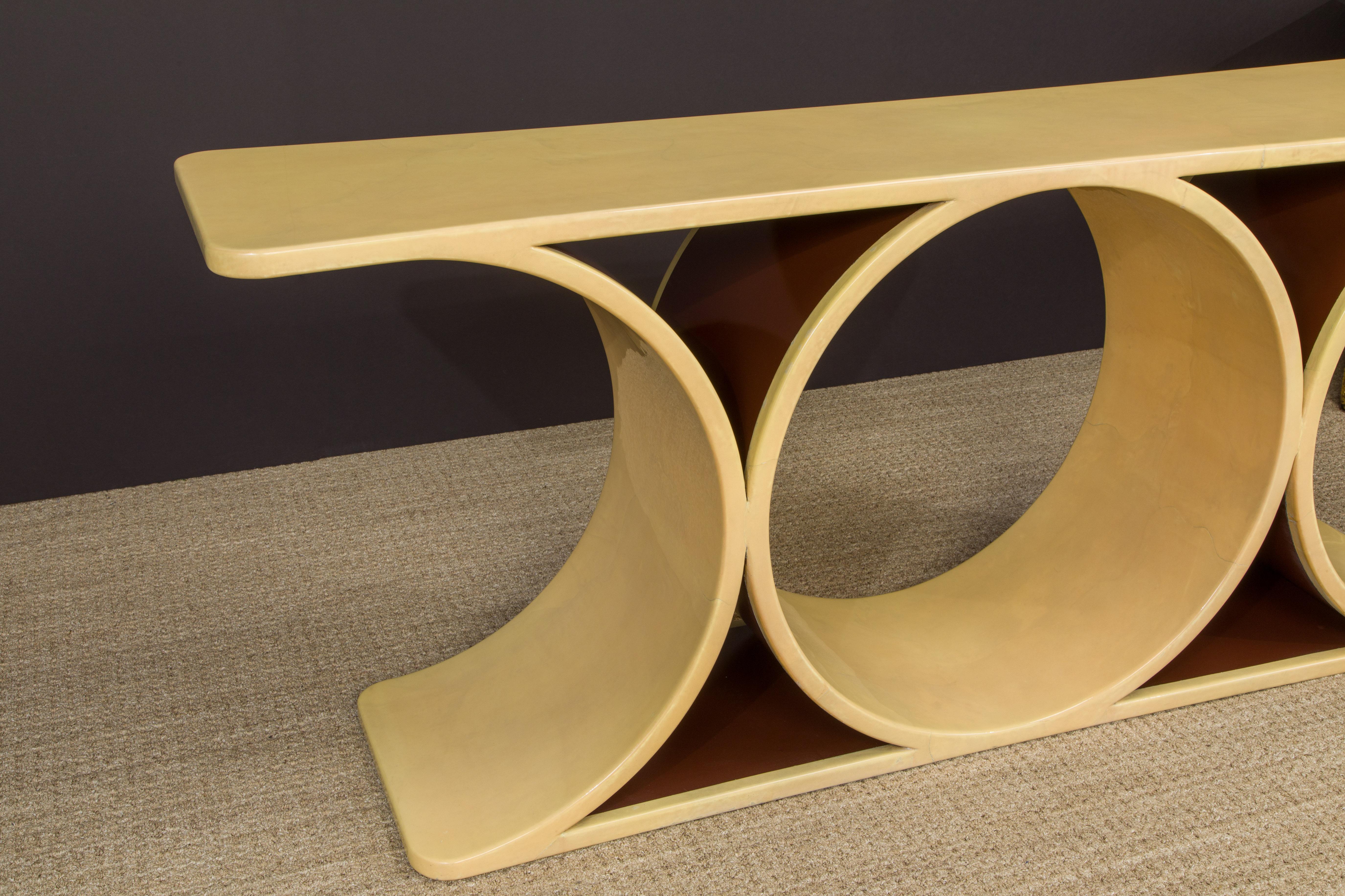 'Double JMF' Lacquered Goatskin Console by Karl Springer w COA & Stamped, c 1977 For Sale 5