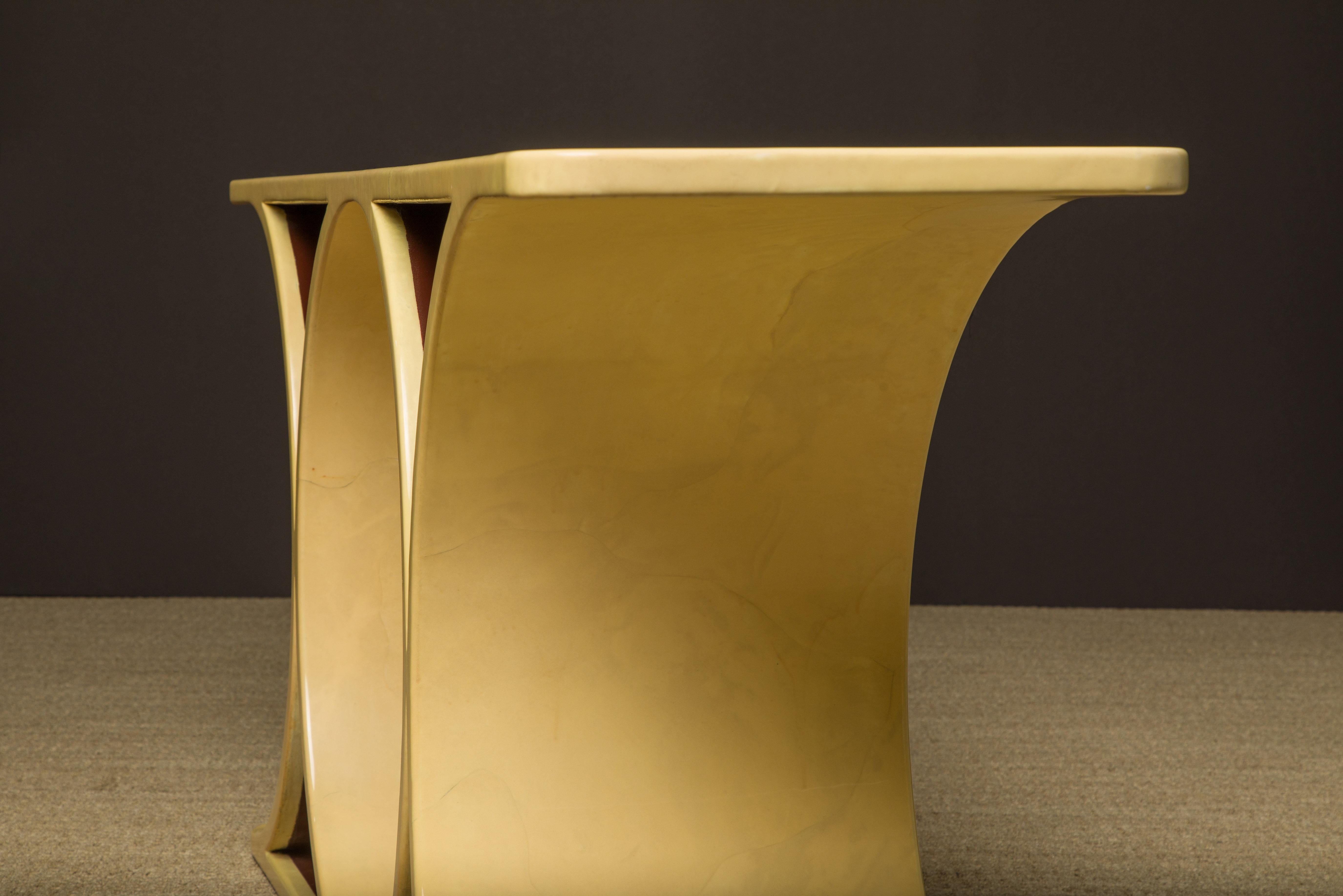 'Double JMF' Lacquered Goatskin Console by Karl Springer w COA & Stamped, c 1977 For Sale 10