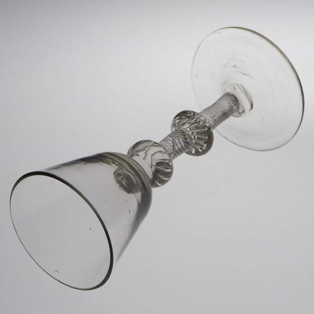 George II Double Knopped Georgian Air Twist Wine Glass c1750 For Sale