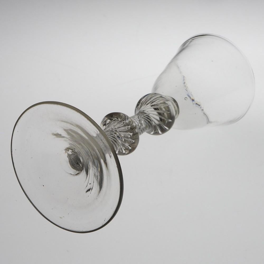 British Double Knopped Georgian Air Twist Wine Glass c1750 For Sale
